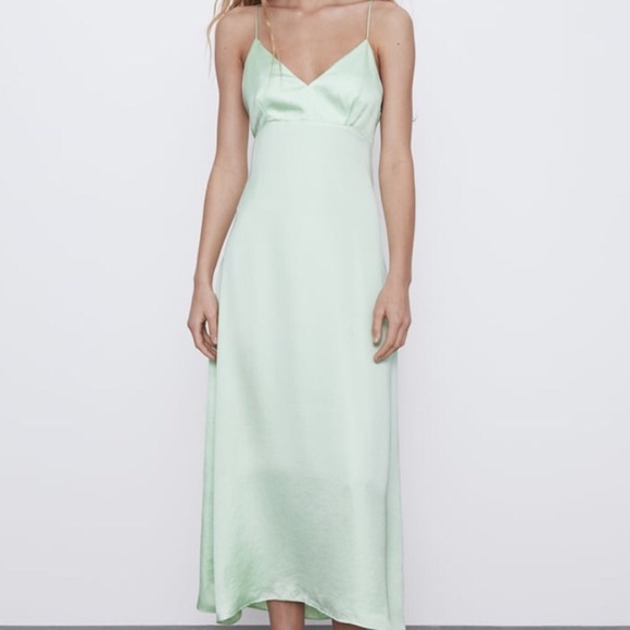 Mint green silk dress - Picture 1 of 4